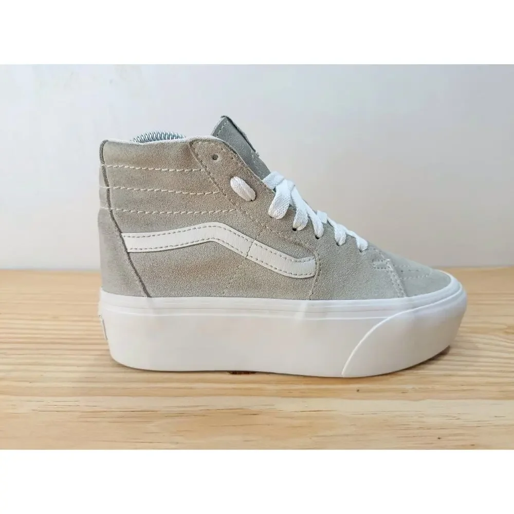 Vans Sk8-Hi Stacked Drizzle Grey Suede Platform High Top Shoes Women's 5.5